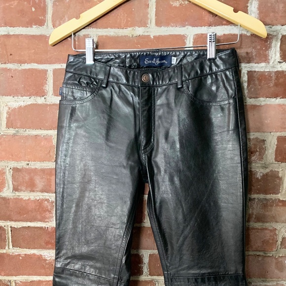 Vintage Earl Jeans Black Leather Pants Size 26 - Picture 2 of 7